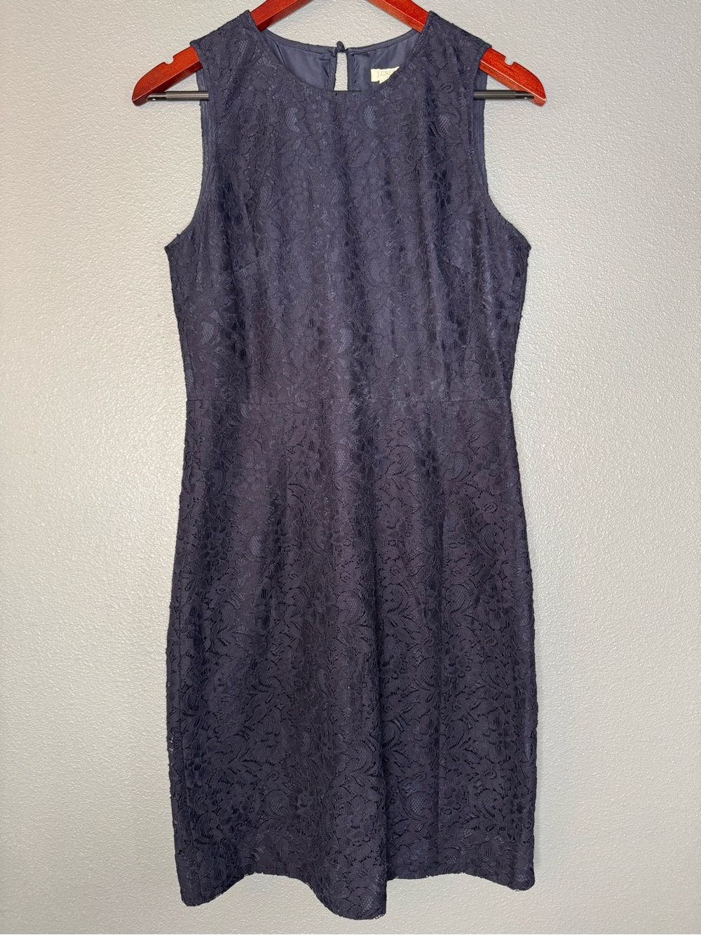 J Crew Navy Floral Lace Sheath Dress Womens 6 Cocktail Wedding Guest Party